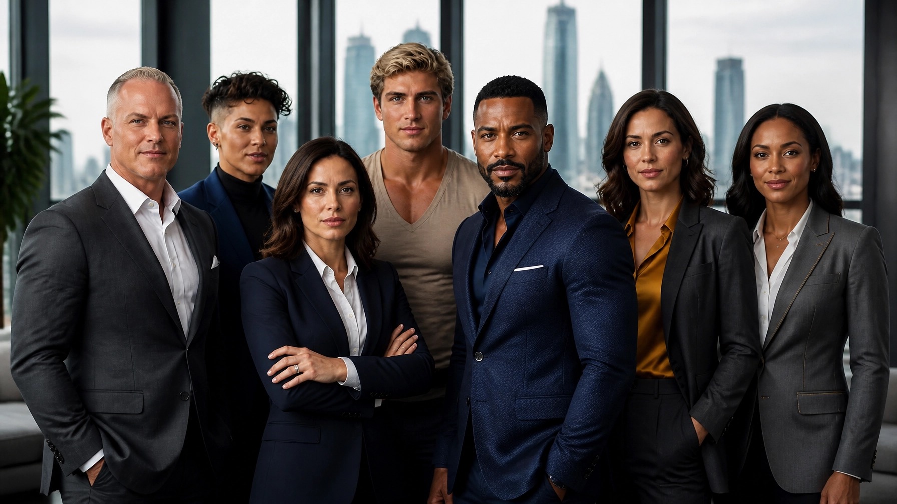 Diverse leadership team collaborating in a modern office